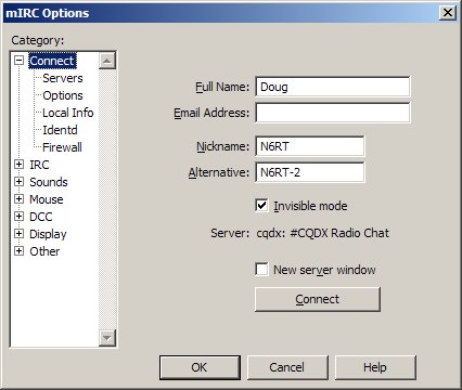 Options Window with #CQDX Configured